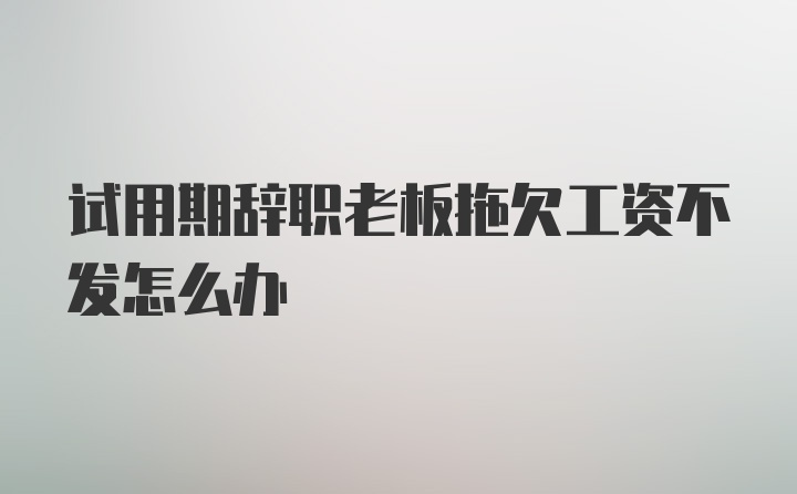 试用期辞职老板拖欠工资不发怎么办