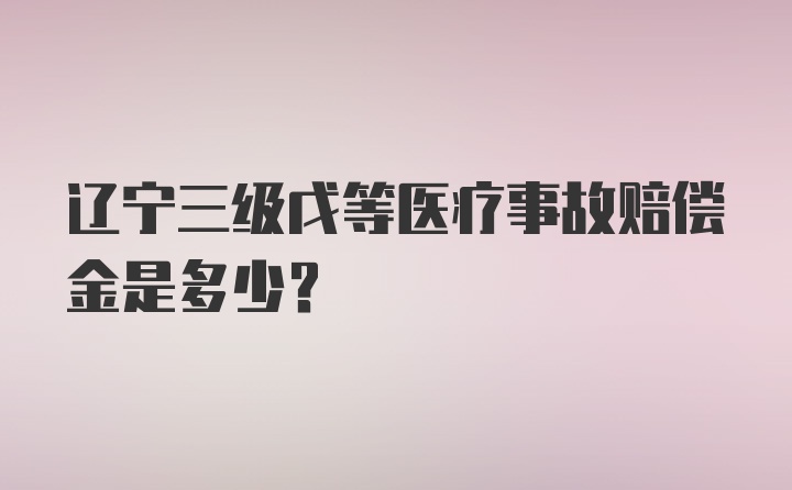 辽宁三级戊等医疗事故赔偿金是多少？