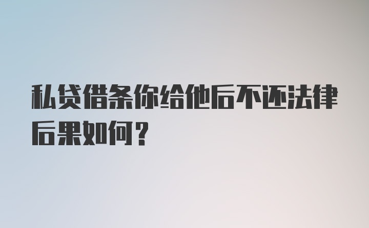 私贷借条你给他后不还法律后果如何？