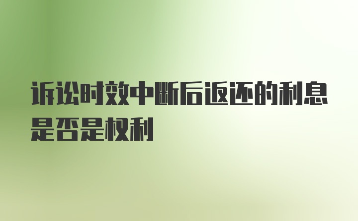 诉讼时效中断后返还的利息是否是权利