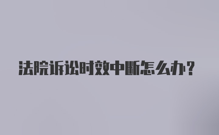 法院诉讼时效中断怎么办？