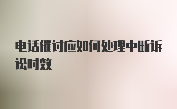 电话催讨应如何处理中断诉讼时效