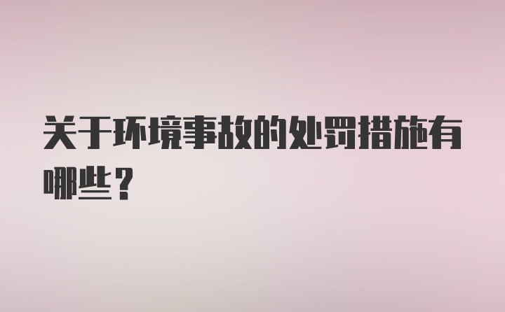 关于环境事故的处罚措施有哪些？