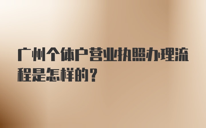 广州个体户营业执照办理流程是怎样的？