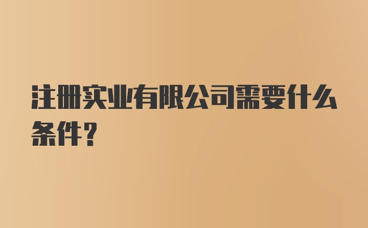 注册实业有限公司需要什么条件？