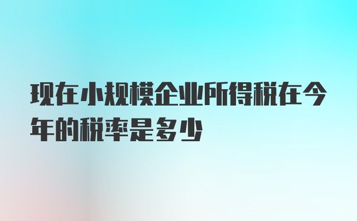 现在小规模企业所得税在今年的税率是多少