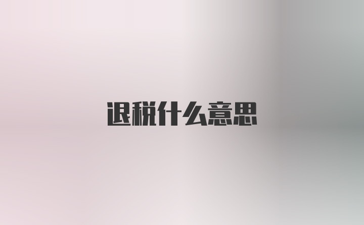 退税什么意思