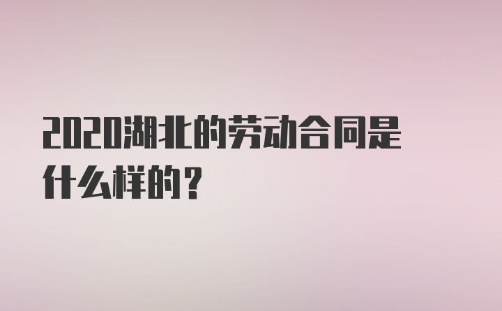 2020湖北的劳动合同是什么样的？