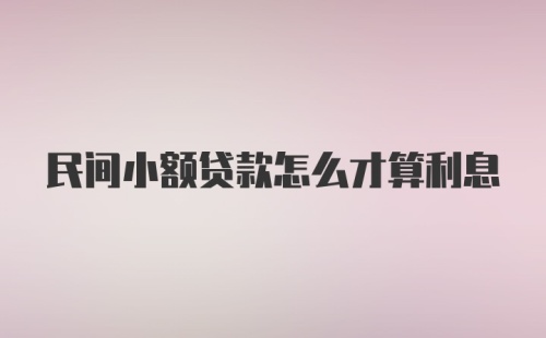 民间小额贷款怎么才算利息