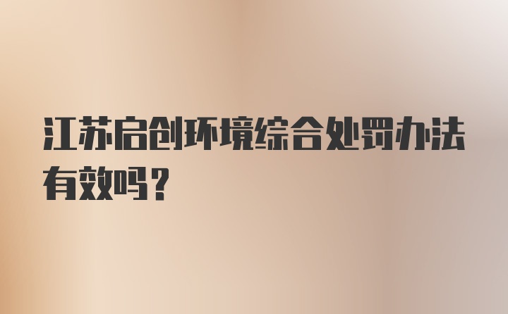 江苏启创环境综合处罚办法有效吗？