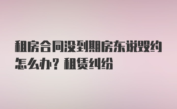 租房合同没到期房东说毁约怎么办？租赁纠纷