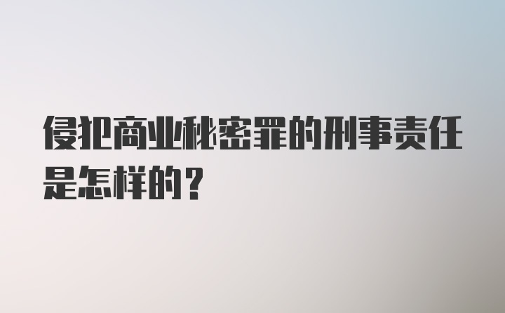 侵犯商业秘密罪的刑事责任是怎样的？