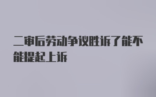 二审后劳动争议胜诉了能不能提起上诉