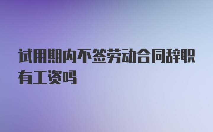 试用期内不签劳动合同辞职有工资吗