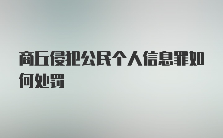 商丘侵犯公民个人信息罪如何处罚