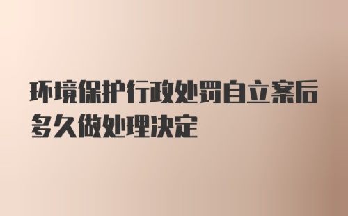 环境保护行政处罚自立案后多久做处理决定