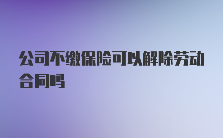 公司不缴保险可以解除劳动合同吗