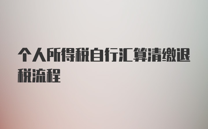 个人所得税自行汇算清缴退税流程