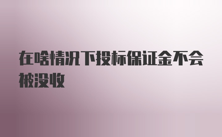 在啥情况下投标保证金不会被没收