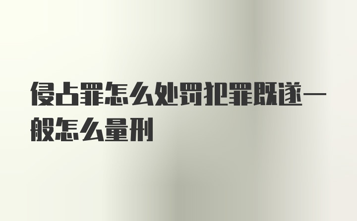 侵占罪怎么处罚犯罪既遂一般怎么量刑