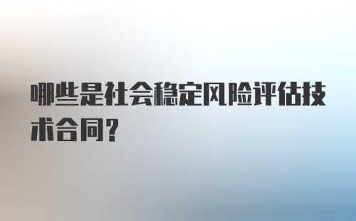 哪些是社会稳定风险评估技术合同？