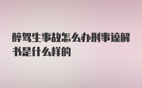 醉驾生事故怎么办刑事谅解书是什么样的