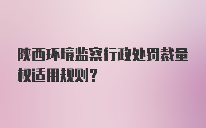 陕西环境监察行政处罚裁量权适用规则？