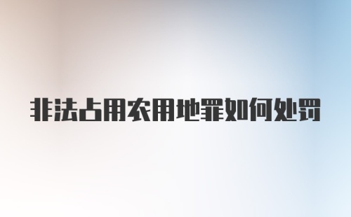 非法占用农用地罪如何处罚