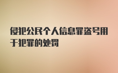 侵犯公民个人信息罪盗号用于犯罪的处罚