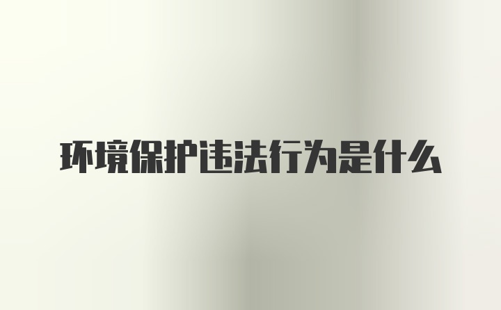 环境保护违法行为是什么