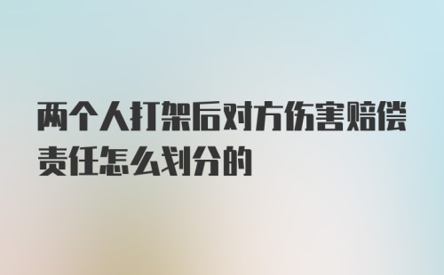 两个人打架后对方伤害赔偿责任怎么划分的