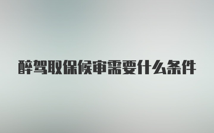 醉驾取保候审需要什么条件