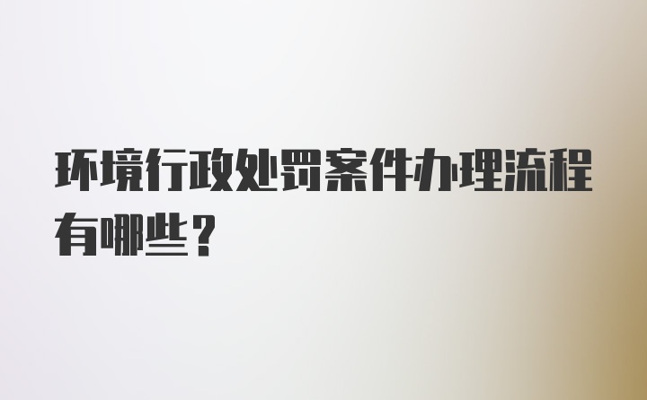 环境行政处罚案件办理流程有哪些？