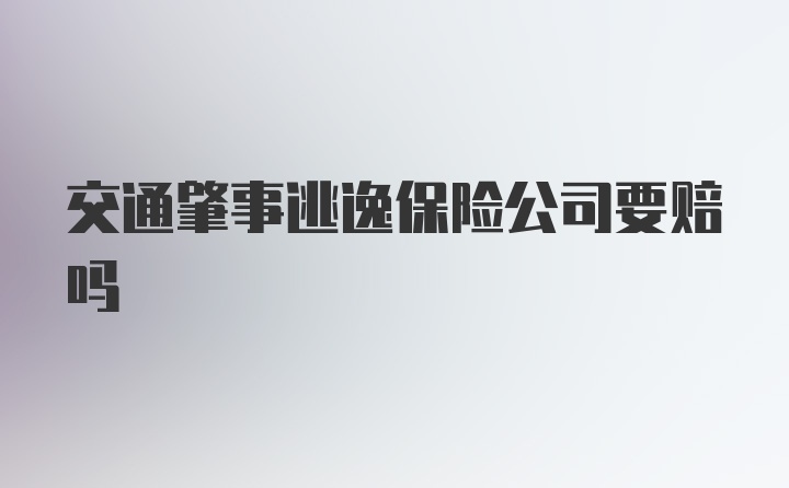 交通肇事逃逸保险公司要赔吗