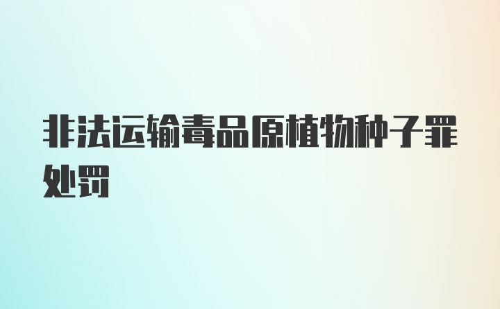 非法运输毒品原植物种子罪处罚