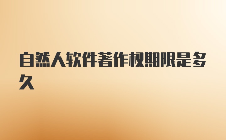 自然人软件著作权期限是多久