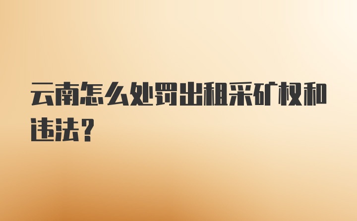 云南怎么处罚出租采矿权和违法？