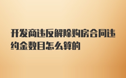 开发商违反解除购房合同违约金数目怎么算的