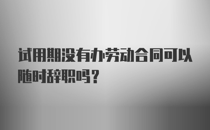 试用期没有办劳动合同可以随时辞职吗？