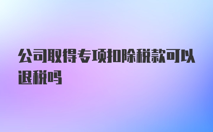 公司取得专项扣除税款可以退税吗