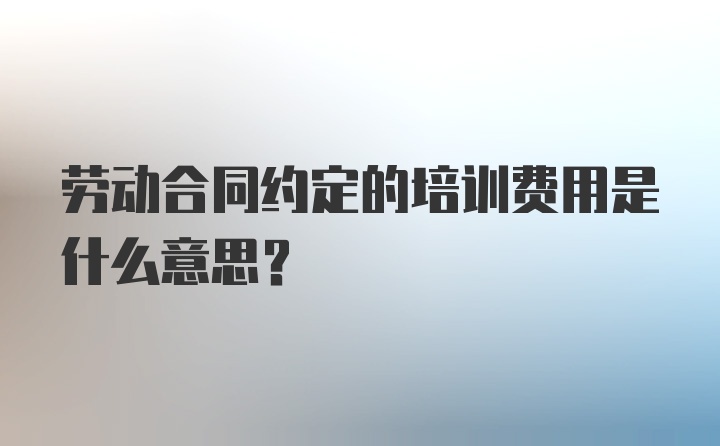 劳动合同约定的培训费用是什么意思？