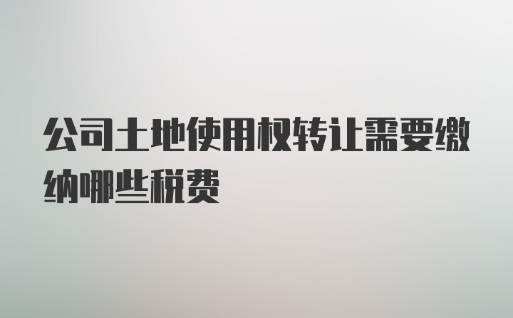 公司土地使用权转让需要缴纳哪些税费