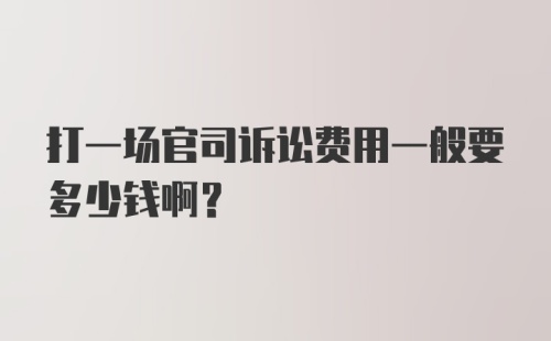 打一场官司诉讼费用一般要多少钱啊？