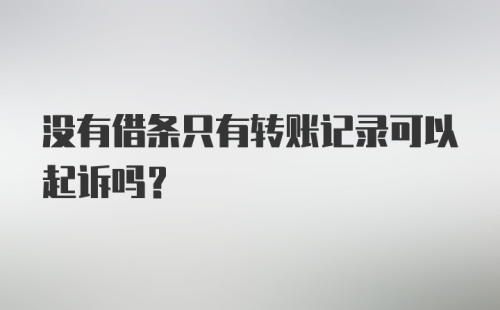 没有借条只有转账记录可以起诉吗？