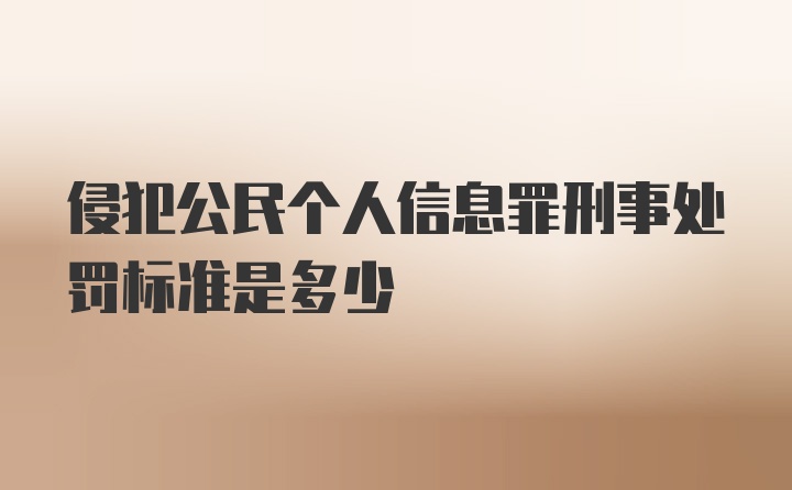 侵犯公民个人信息罪刑事处罚标准是多少