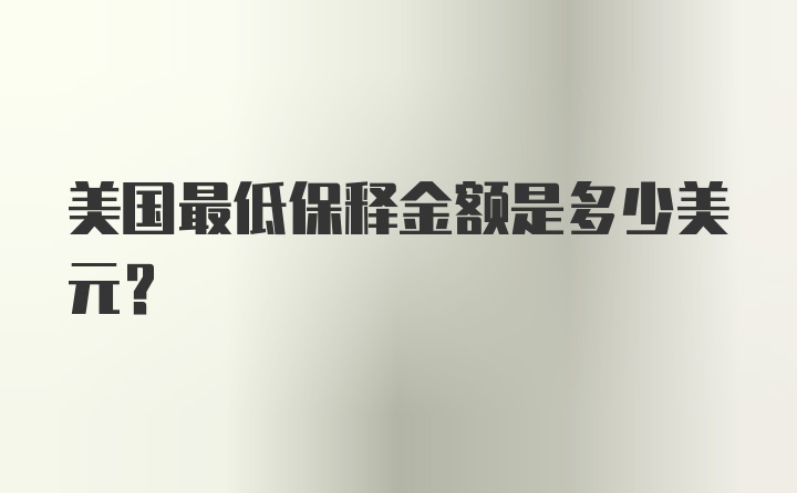 美国最低保释金额是多少美元？