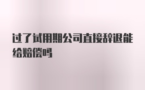 过了试用期公司直接辞退能给赔偿吗