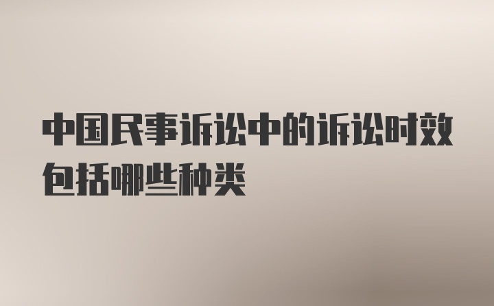 中国民事诉讼中的诉讼时效包括哪些种类