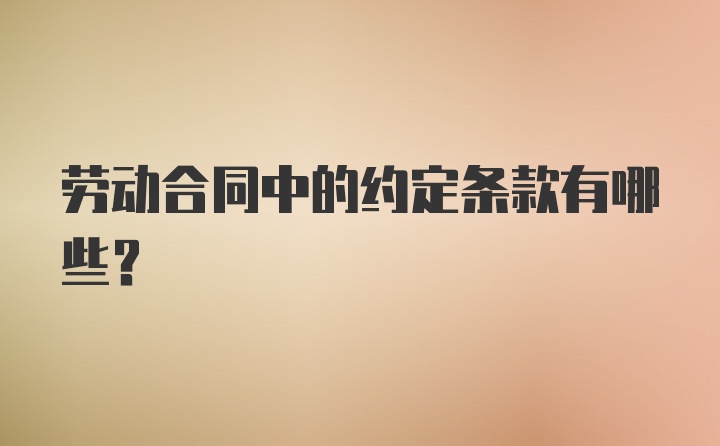 劳动合同中的约定条款有哪些？