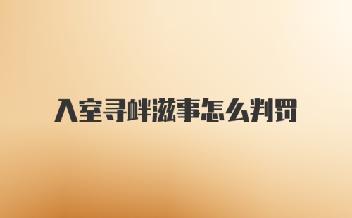 入室寻衅滋事怎么判罚